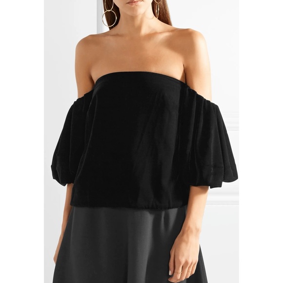 Elizabeth and James Tops - Simmy velvet off-the-shoulder top